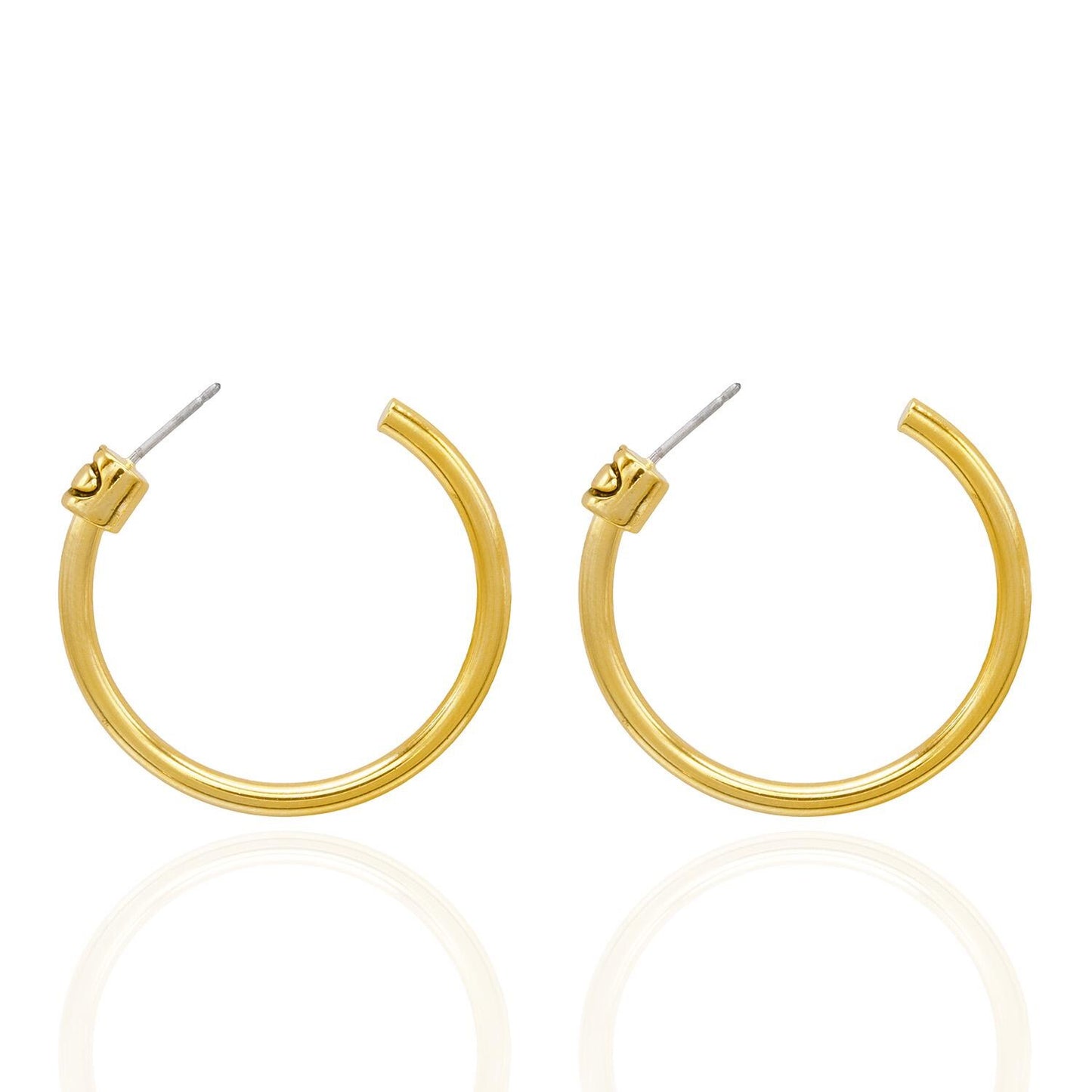 Vintage Oscar De La Renta Hoop Earrings: Gold Plated Logo Hoop Earrings
