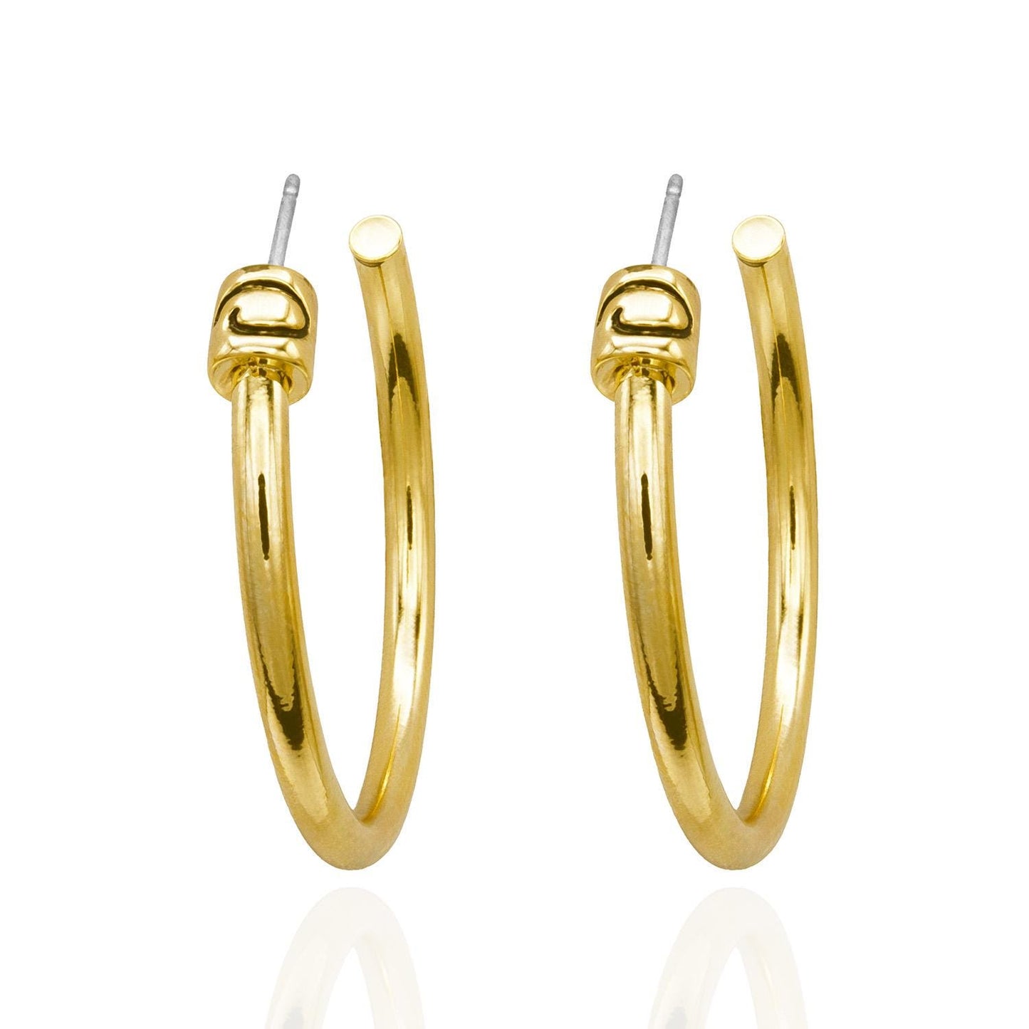 Vintage Oscar De La Renta Hoop Earrings: Gold Plated Logo Hoop Earrings