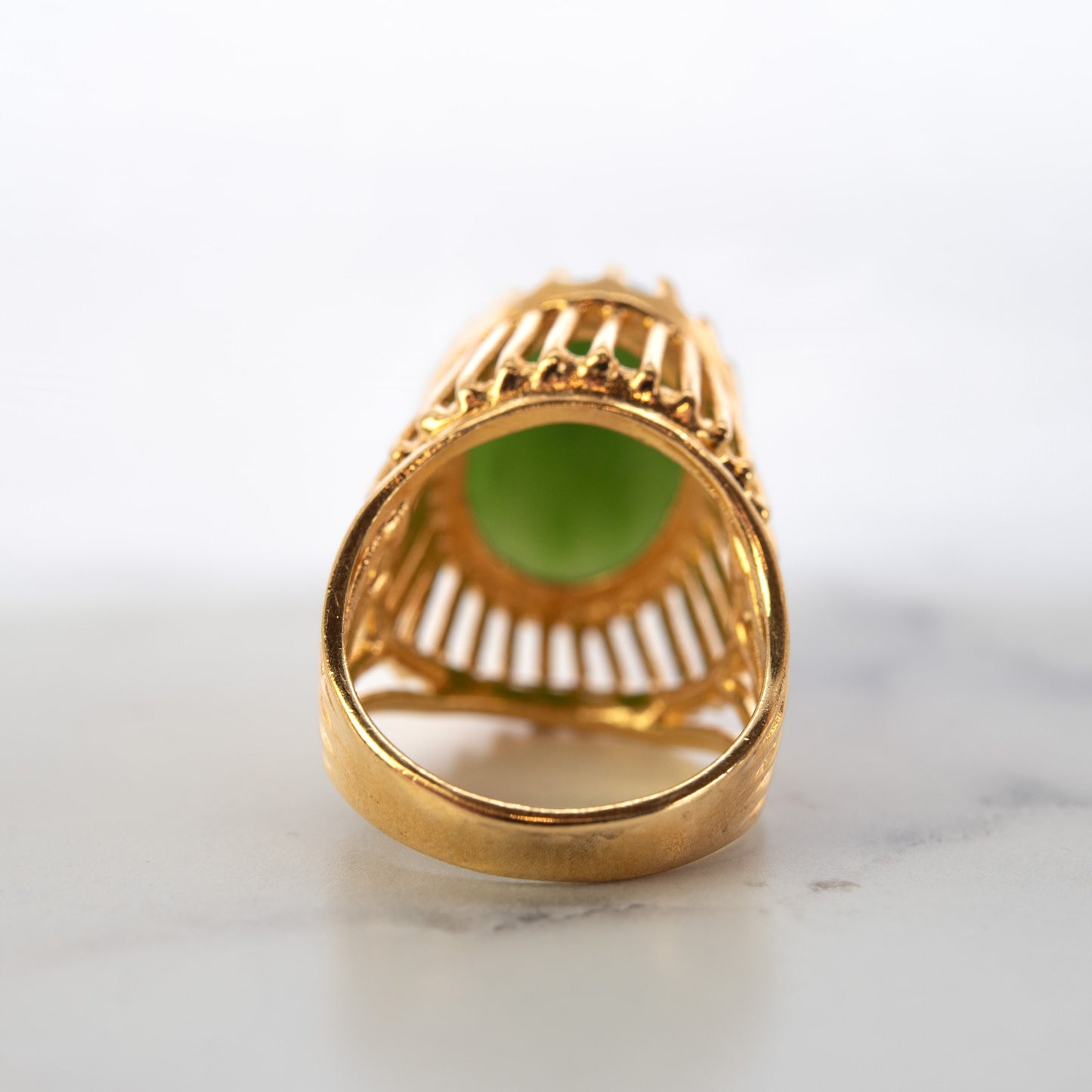 Vintage Ring Genuine Jade 18k Gold Ring Antique Womans Jewelry