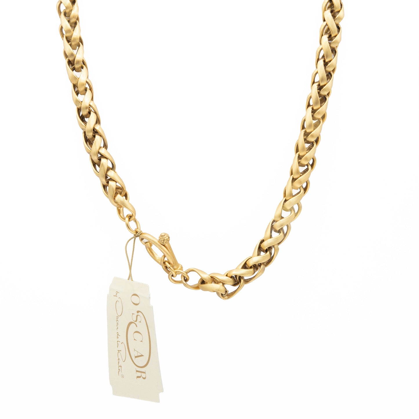 Vintage Oscar De La Renta 24" Inch Matte Gold Plated Chain Women's Necklace