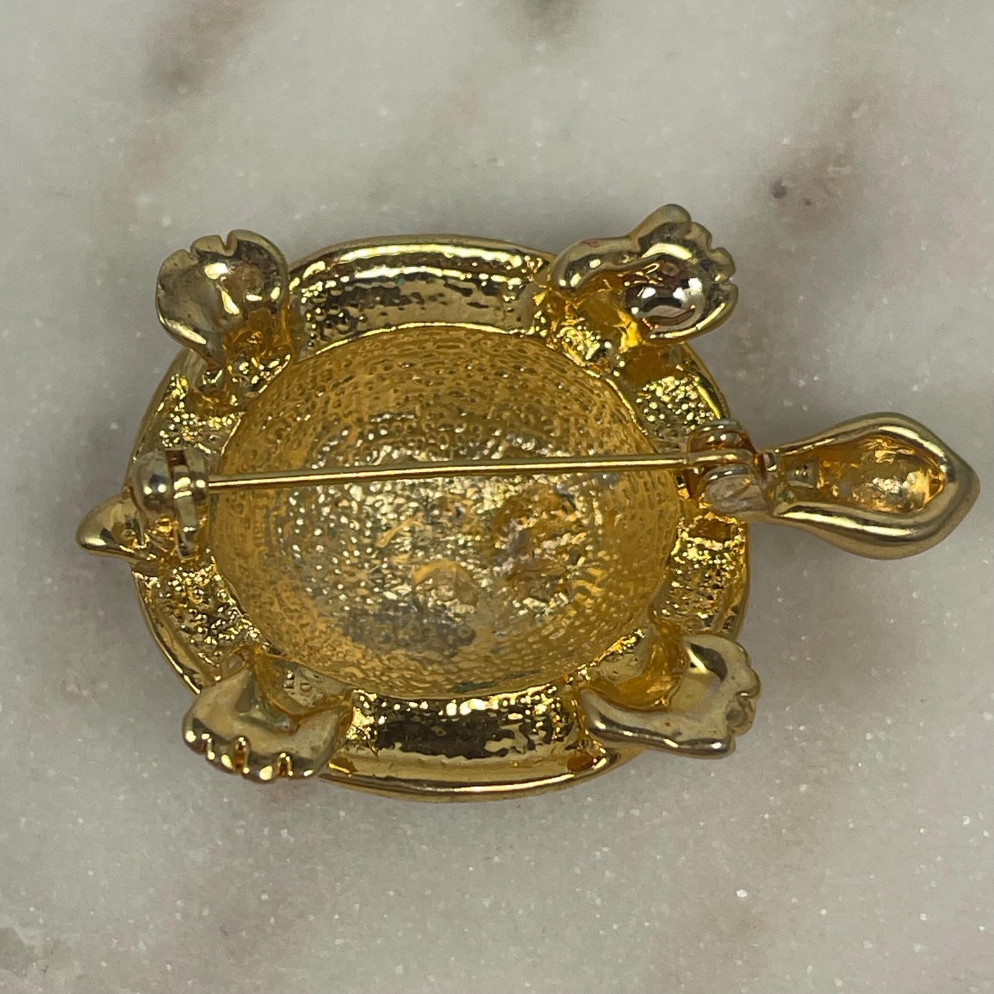 Hand Crafted Turtle Pin Clear Austrian Crystals and Emerald Crystal Eyes Antique Brooch for Women Colorful Hand Painted Gift for Women