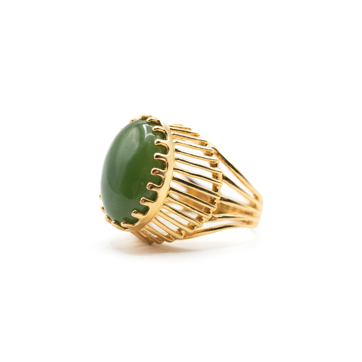 Vintage Ring Genuine Jade 18k Gold Ring Antique Womans Jewelry