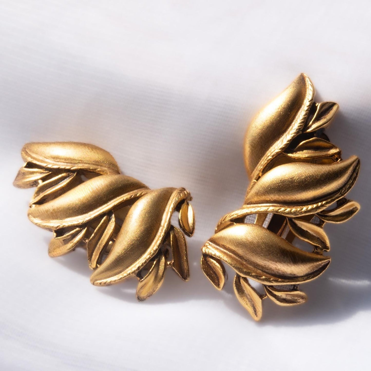 Vintage Earrings Oscar de la Renta Signed Antique Matte Gold Tone Estate Earring Womans Designer Pierced Post Earrings