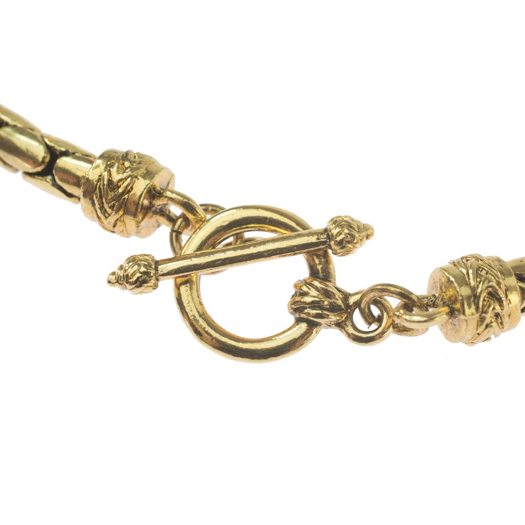 Vintage Oscar De La Renta 7.5" Antiqued Gold Tone Bracelet #OSB-130-G