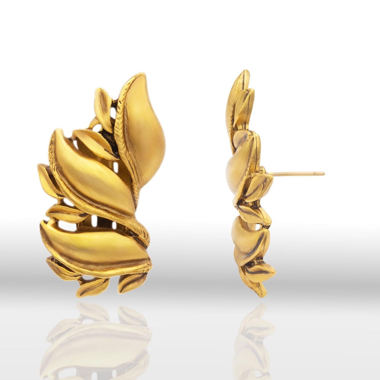 Vintage Earrings Oscar de la Renta Signed Antique Matte Gold Tone Estate Earring Womans Designer Pierced Post Earrings
