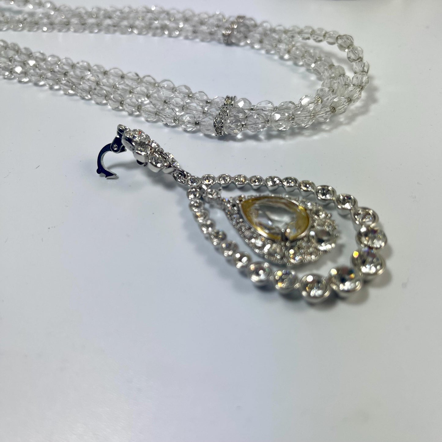 Vintage Oscar De La Renta Beautiful 16" Yellow & ClearAustrian Crystal Necklace Antique Jewelry Designer Antique Jewelry for Women Bride