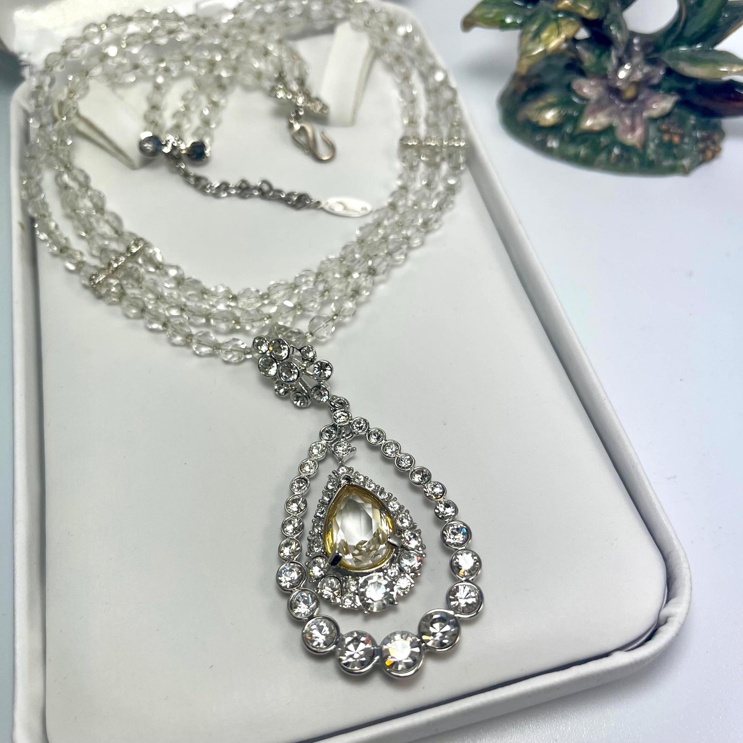 Vintage Oscar De La Renta Beautiful 16" Yellow & ClearAustrian Crystal Necklace Antique Jewelry Designer Antique Jewelry for Women Bride