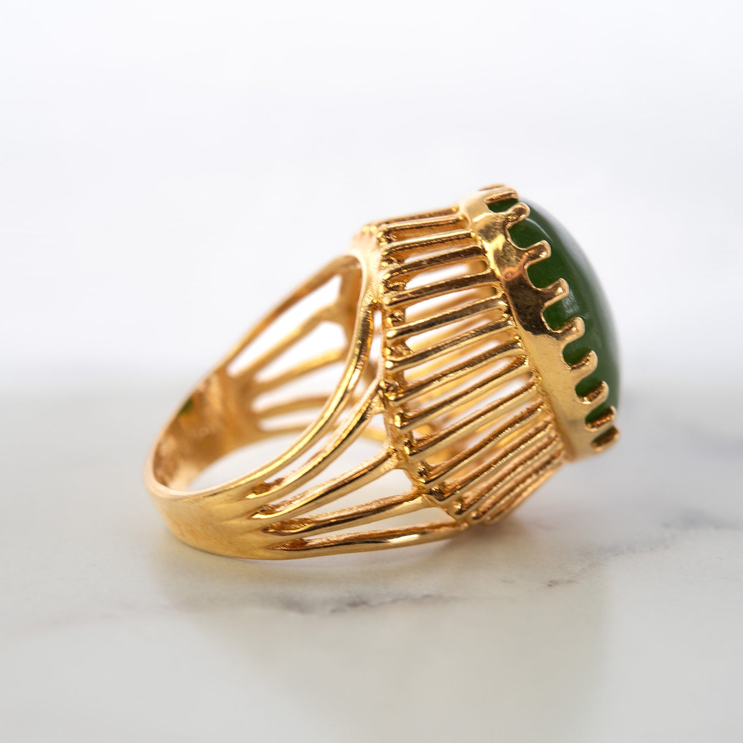Vintage Ring Genuine Jade 18k Gold Ring Antique Womans Jewelry