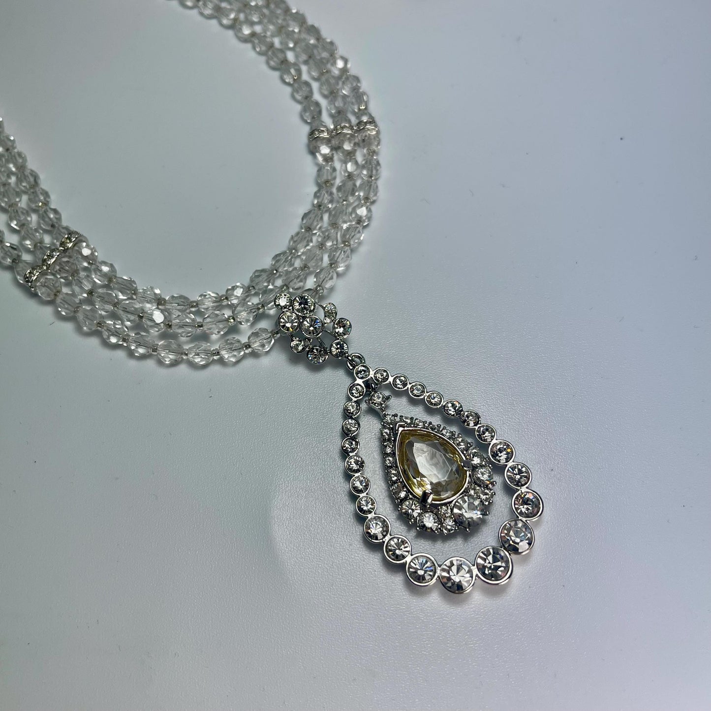 Vintage Oscar De La Renta Beautiful 16" Yellow & ClearAustrian Crystal Necklace Antique Jewelry Designer Antique Jewelry for Women Bride
