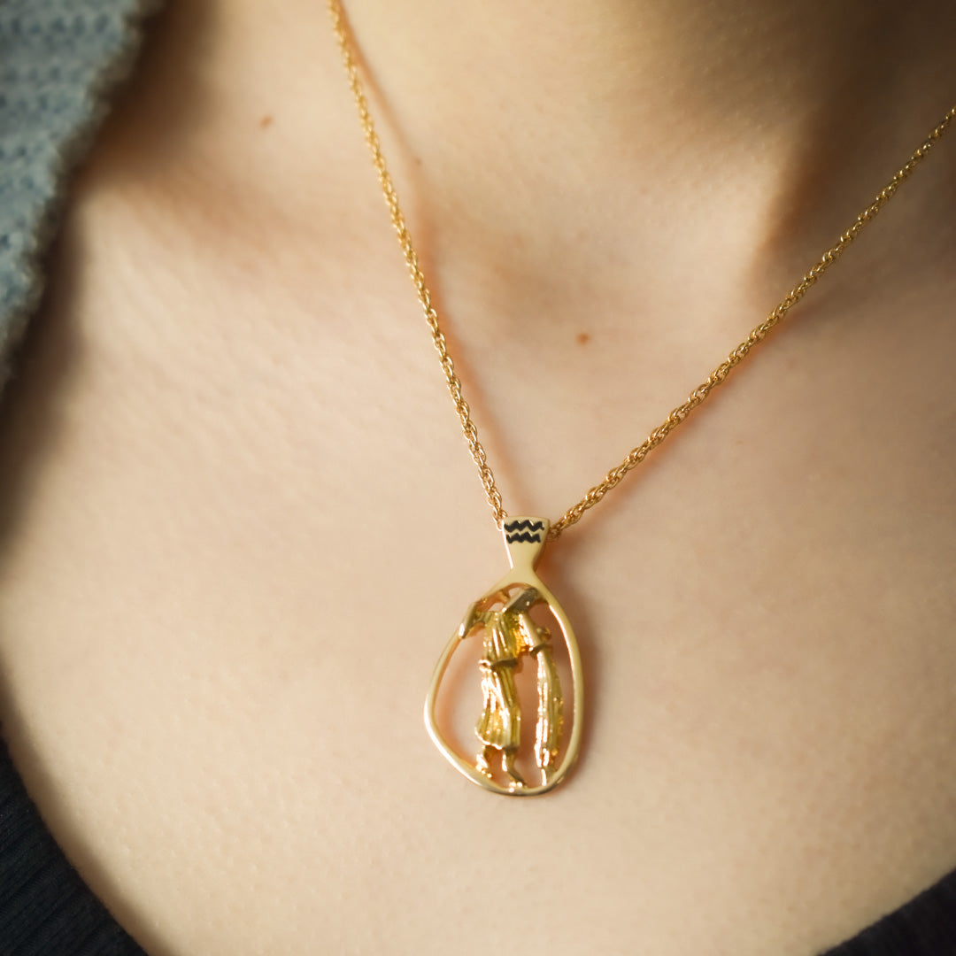 Vintage Gold Astrology Zodiac Pendant Necklace