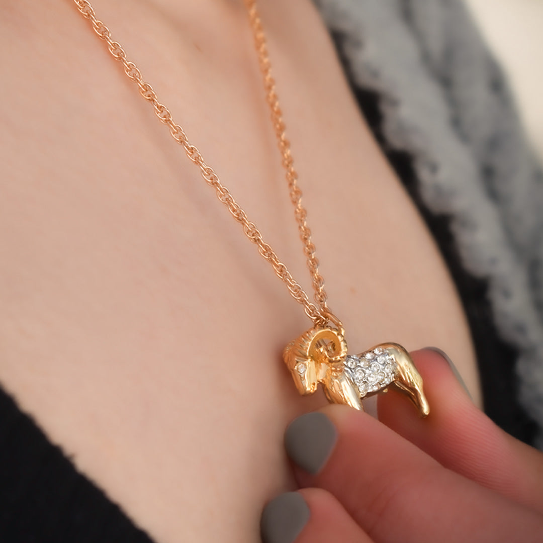 Vintage Gold Astrology Zodiac Pendant Necklace