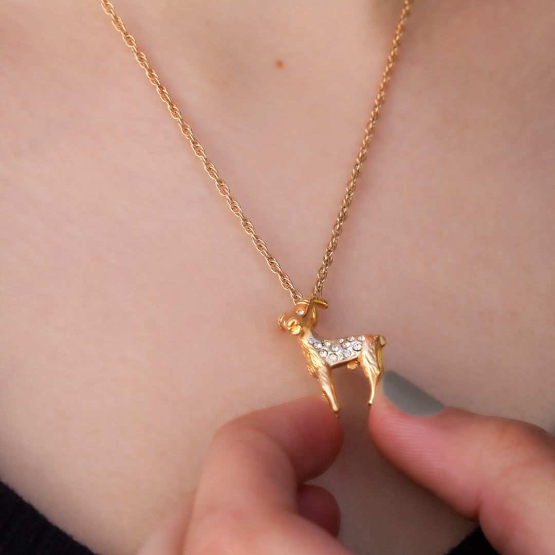 Vintage Gold Astrology Zodiac Pendant Necklace