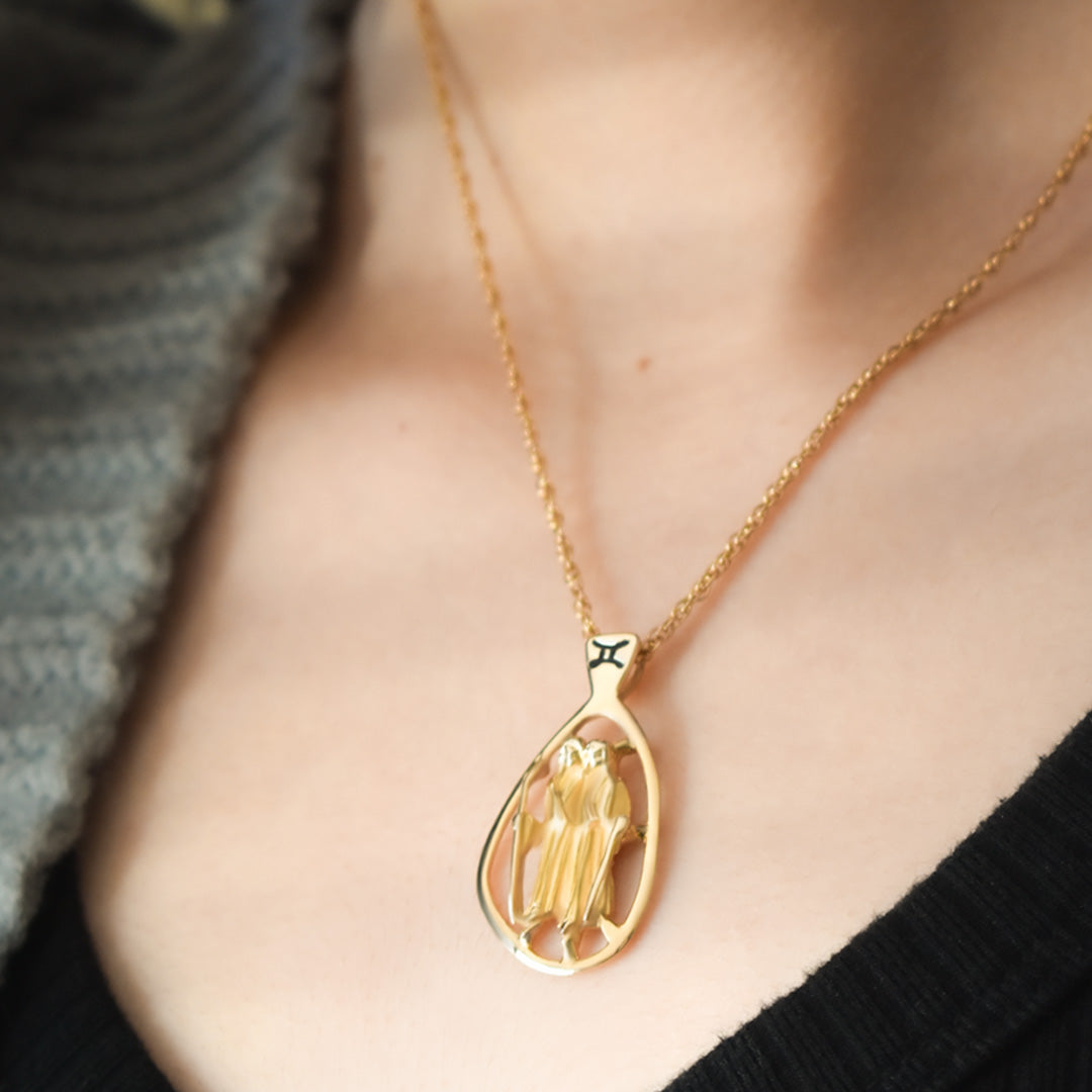 Vintage Gold Astrology Zodiac Pendant Necklace