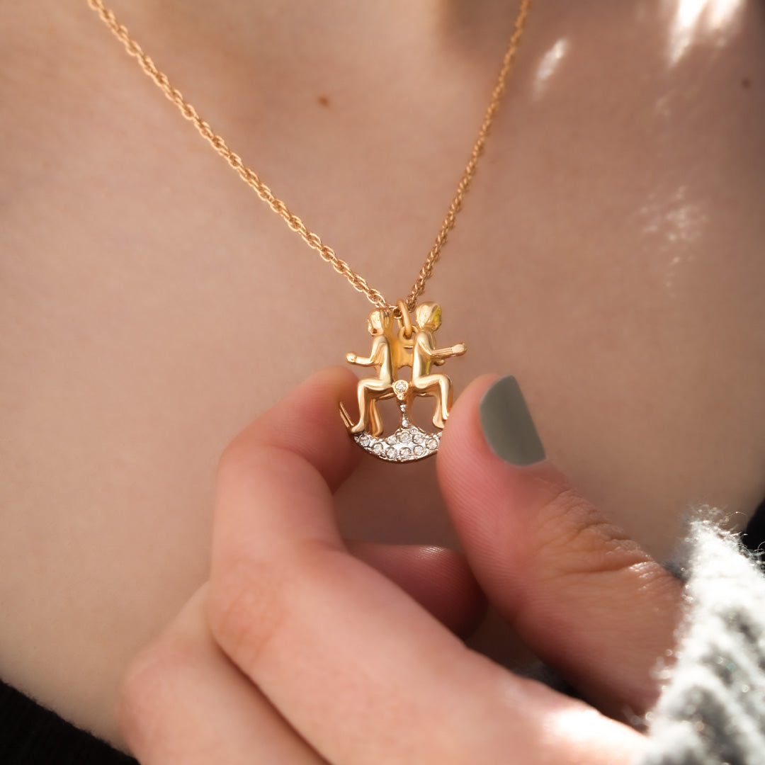 Vintage Gold Astrology Zodiac Pendant Necklace