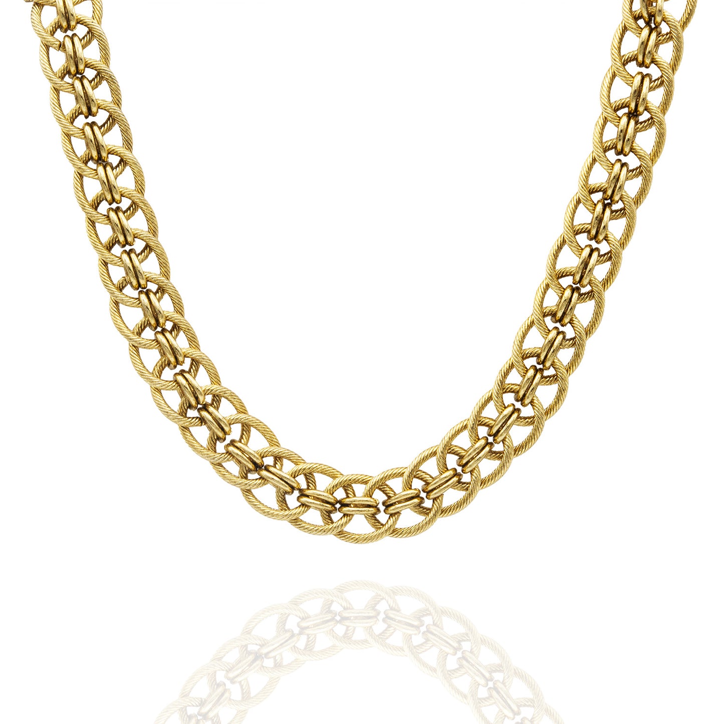 Vintage Oscar De La Renta 17 Inch Yellow or White Gold Plated Link Chain Necklace Women's Vintage Designer