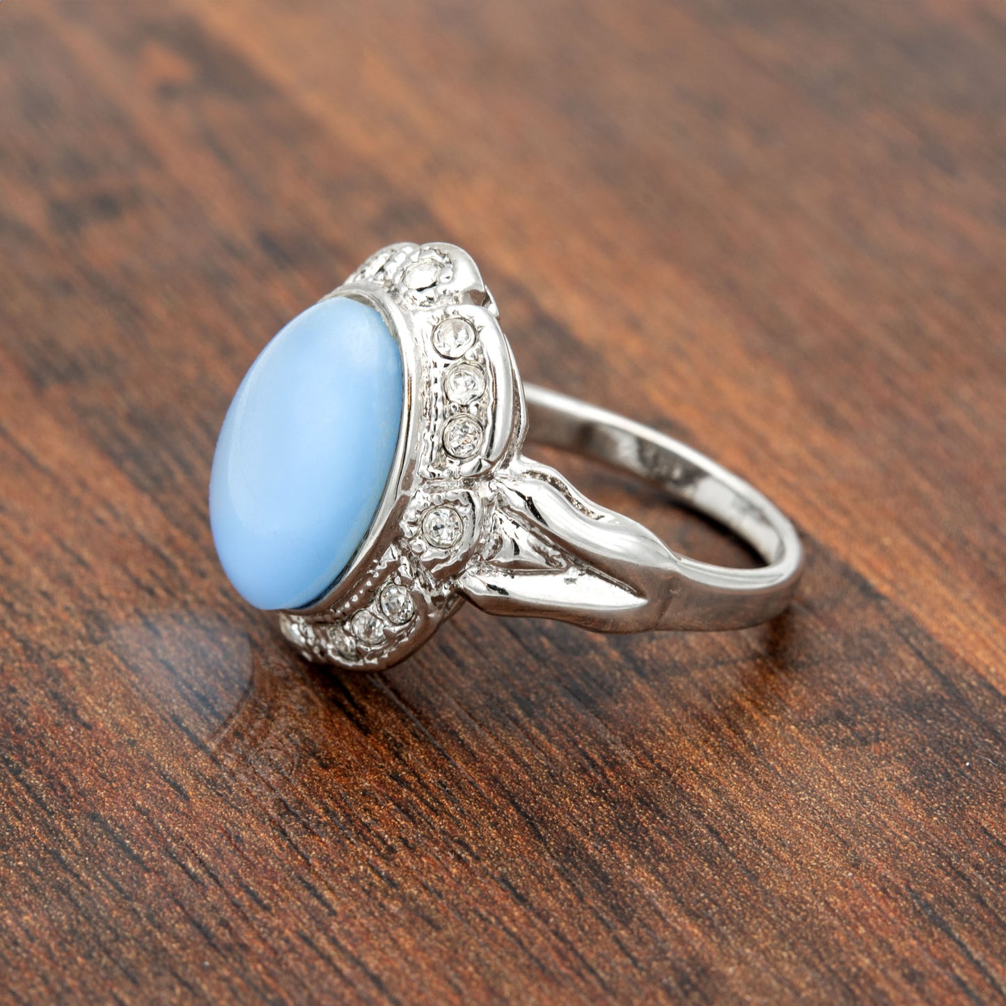 Genuine Black Onyx Scarab or Moonstone Ring Vintage 1970s 18k White Gold Antique Plated Clear Austrian Crystals Woman's Handmade Jewelry #R1730-BSCY