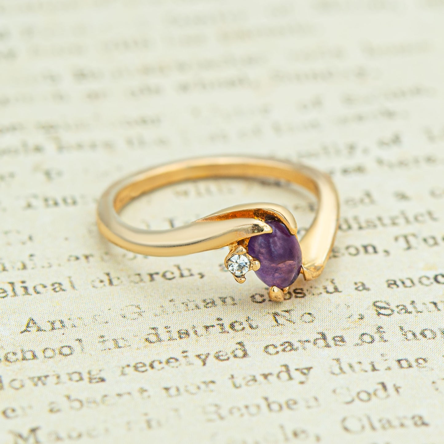 Vintage Ring Cabochon Genuine or Austrian Crystal Ring 18k Gold R686 - Limited Stock - Never Worn Womans Jewelry Gold Dainty Ring