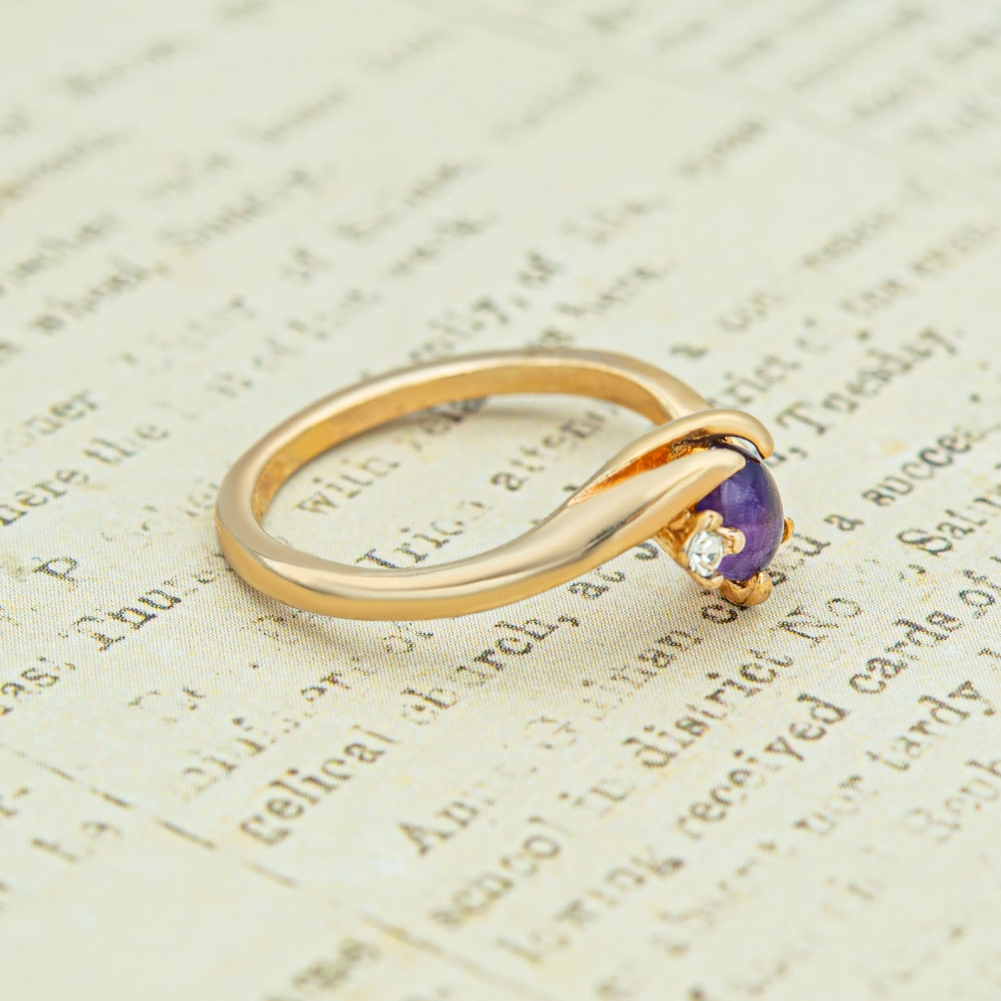 Vintage Ring Cabochon Genuine or Austrian Crystal Ring 18k Gold R686 - Limited Stock - Never Worn Womans Jewelry Gold Dainty Ring
