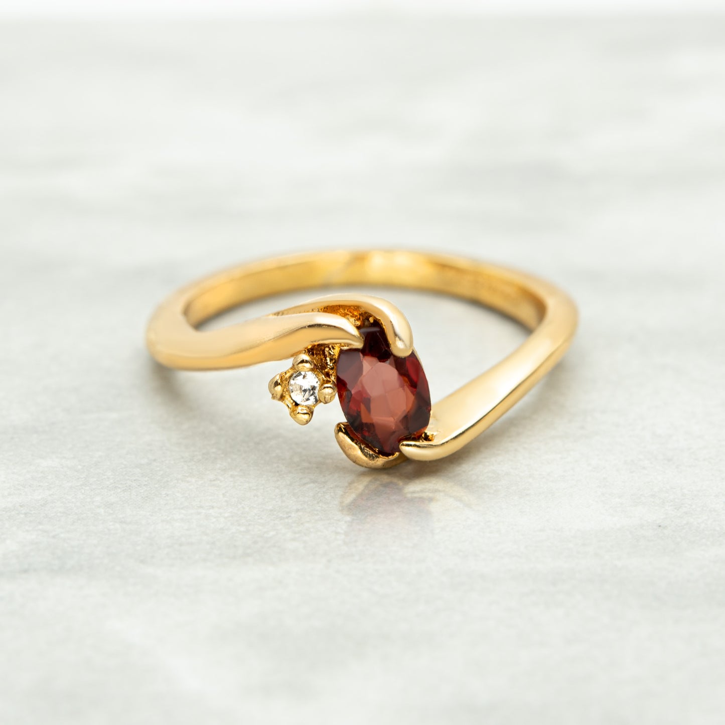 Vintage Ring Cabochon Genuine or Austrian Crystal Ring 18k Gold R686 - Limited Stock - Never Worn Womans Jewelry Gold Dainty Ring