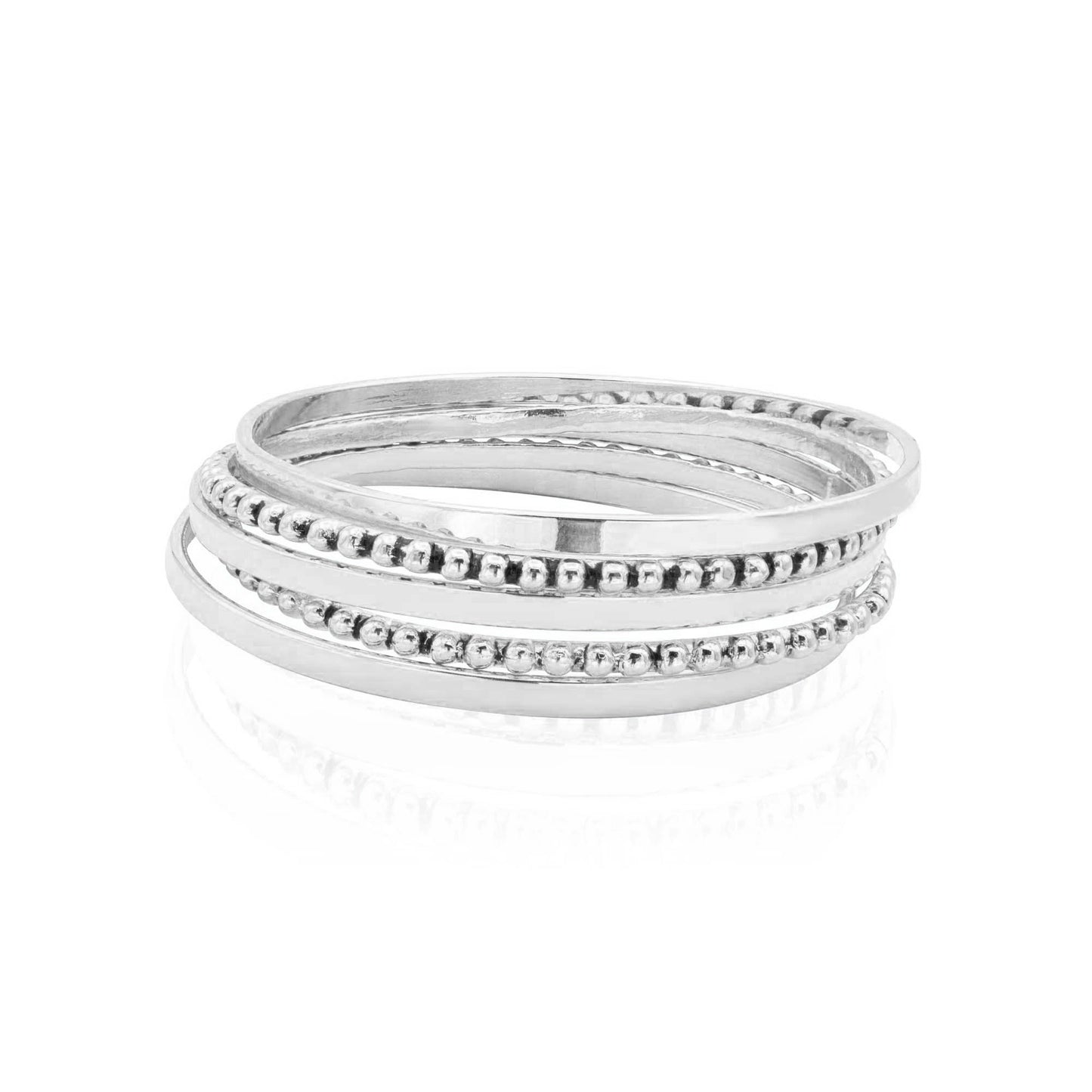 Vintage Set of Five - 5 - Gold or Silver Bangles Variety 7 Inch Diameter Bracelets #OS116