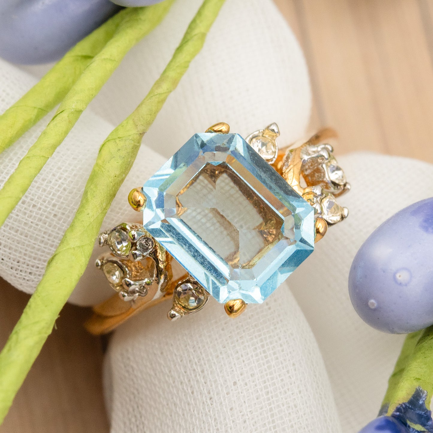 Austrian Crystal Vintage Ring Antique 18k Gold Electroplated Birthstone Women's Jewelry Antique