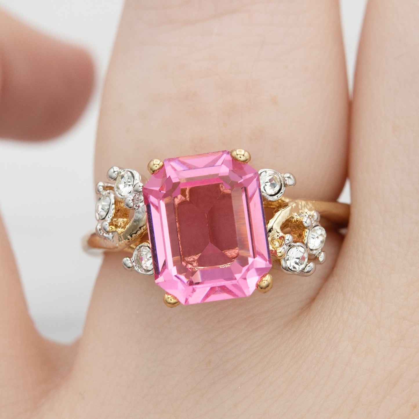 Austrian Crystal Vintage Ring Antique 18k Gold Electroplated Birthstone Women's Jewelry Antique