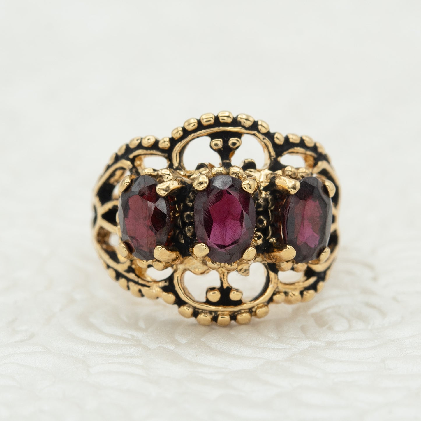 Vintage Ring Austrian Crystal Cocktail Ring Antique 18k Gold Womans Jewelry
