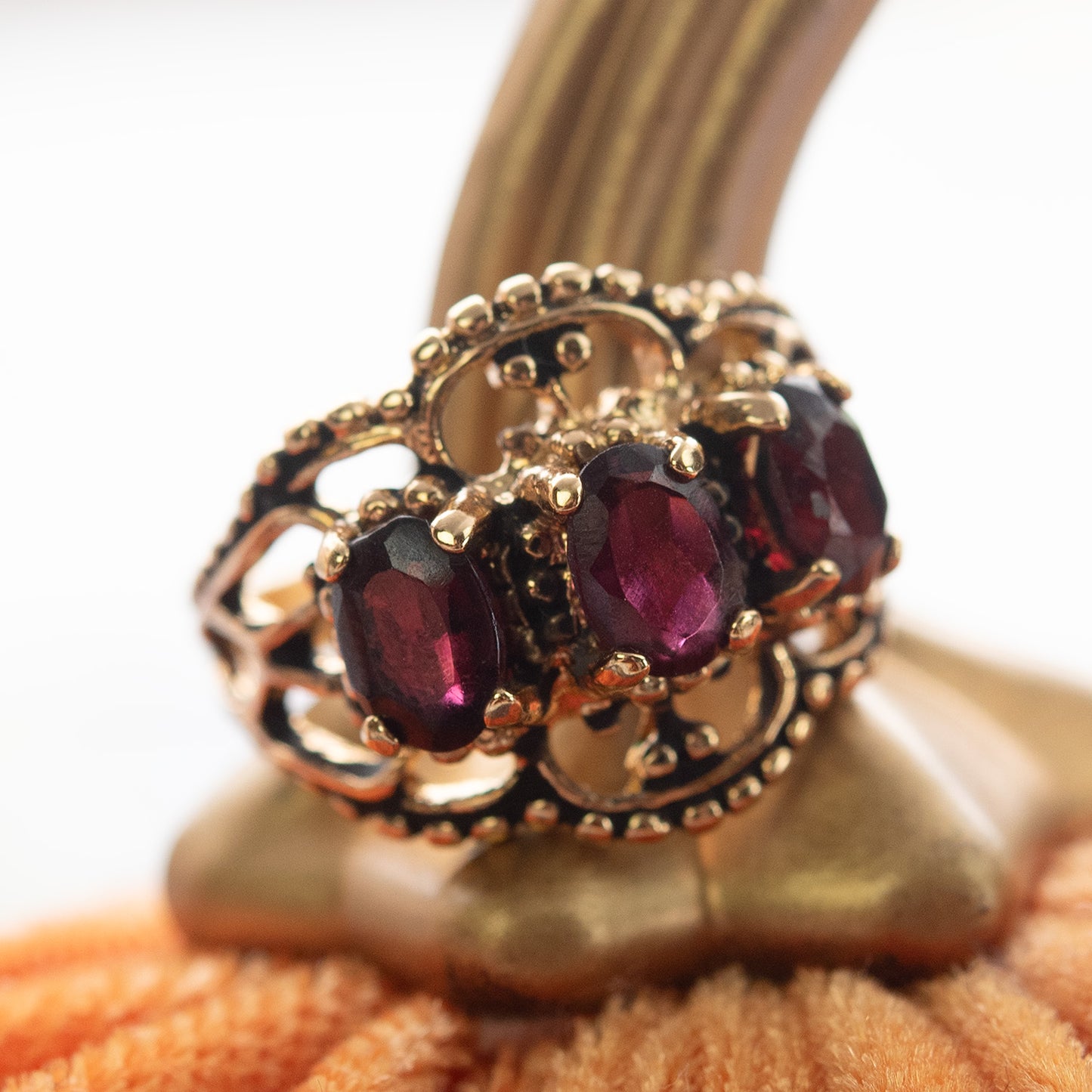 Vintage Ring Austrian Crystal Cocktail Ring Antique 18k Gold Womans Jewelry