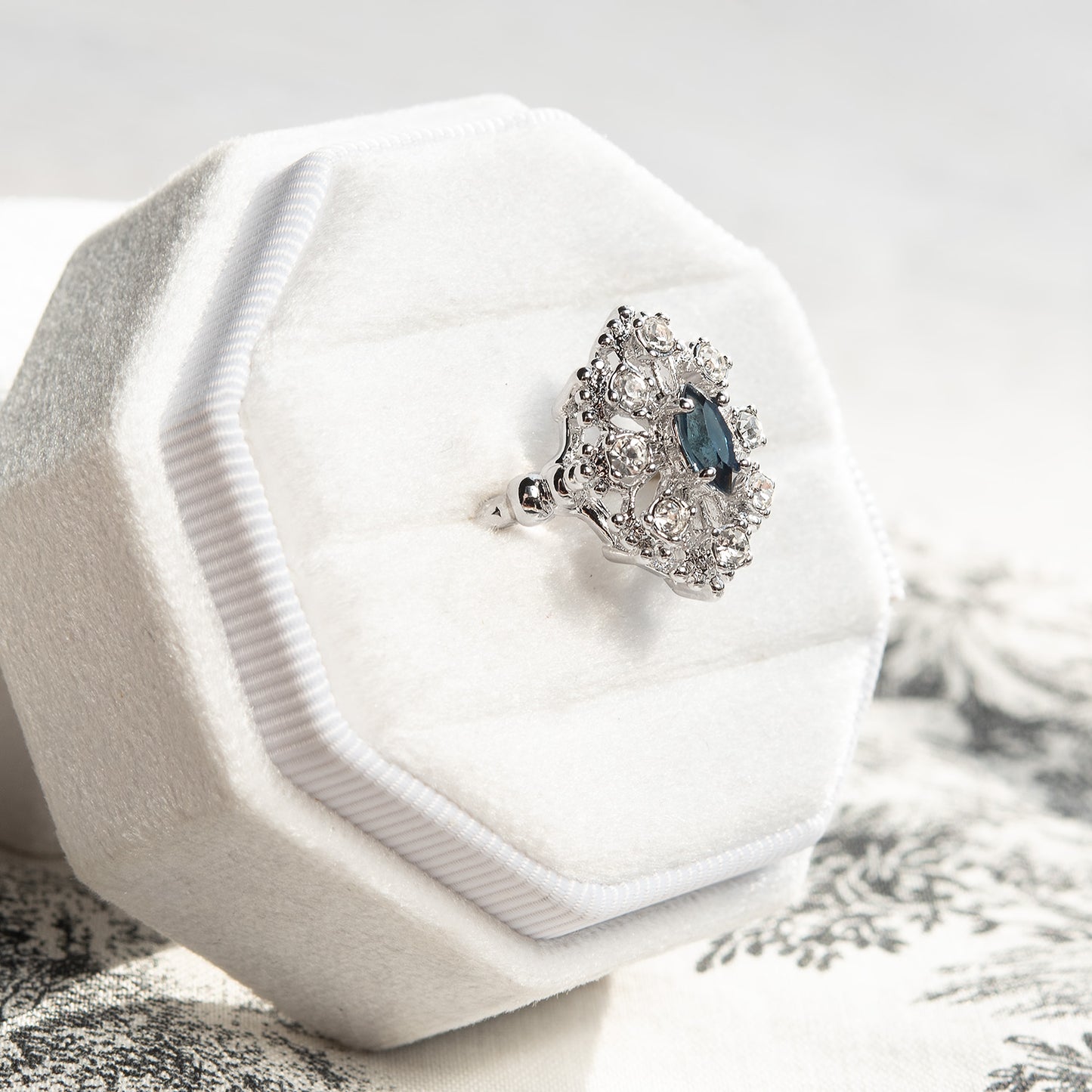 Vintage Ring Marquise Cut Center Crystal Surrounded by Pinfire Opals or Clear Crystals Cocktail Ring Antique 18k Gold R250