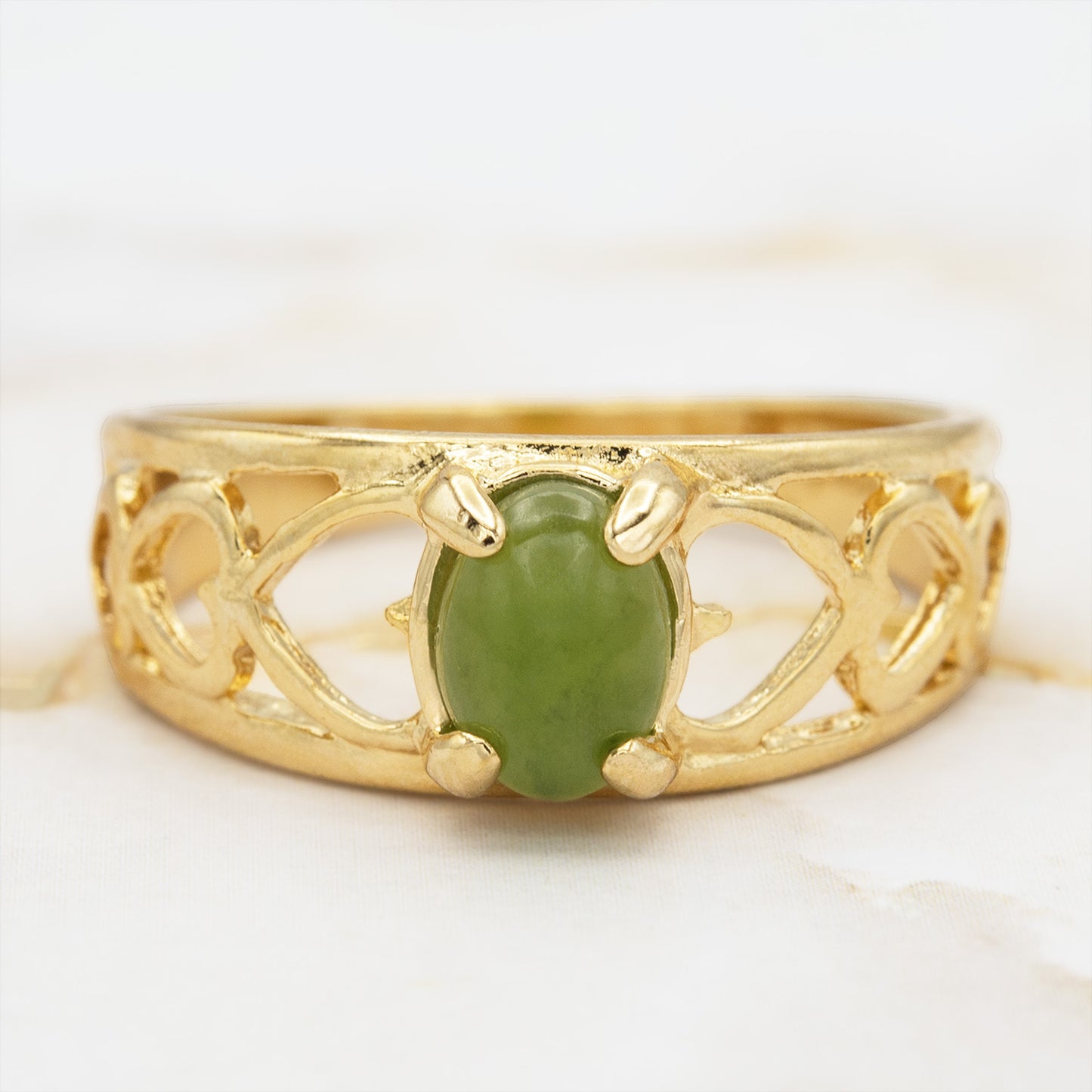 Vintage Ring Retro Design Ring 18k Gold Electroplated Antique Jewelry for Women Heart Cutout Band Gold
