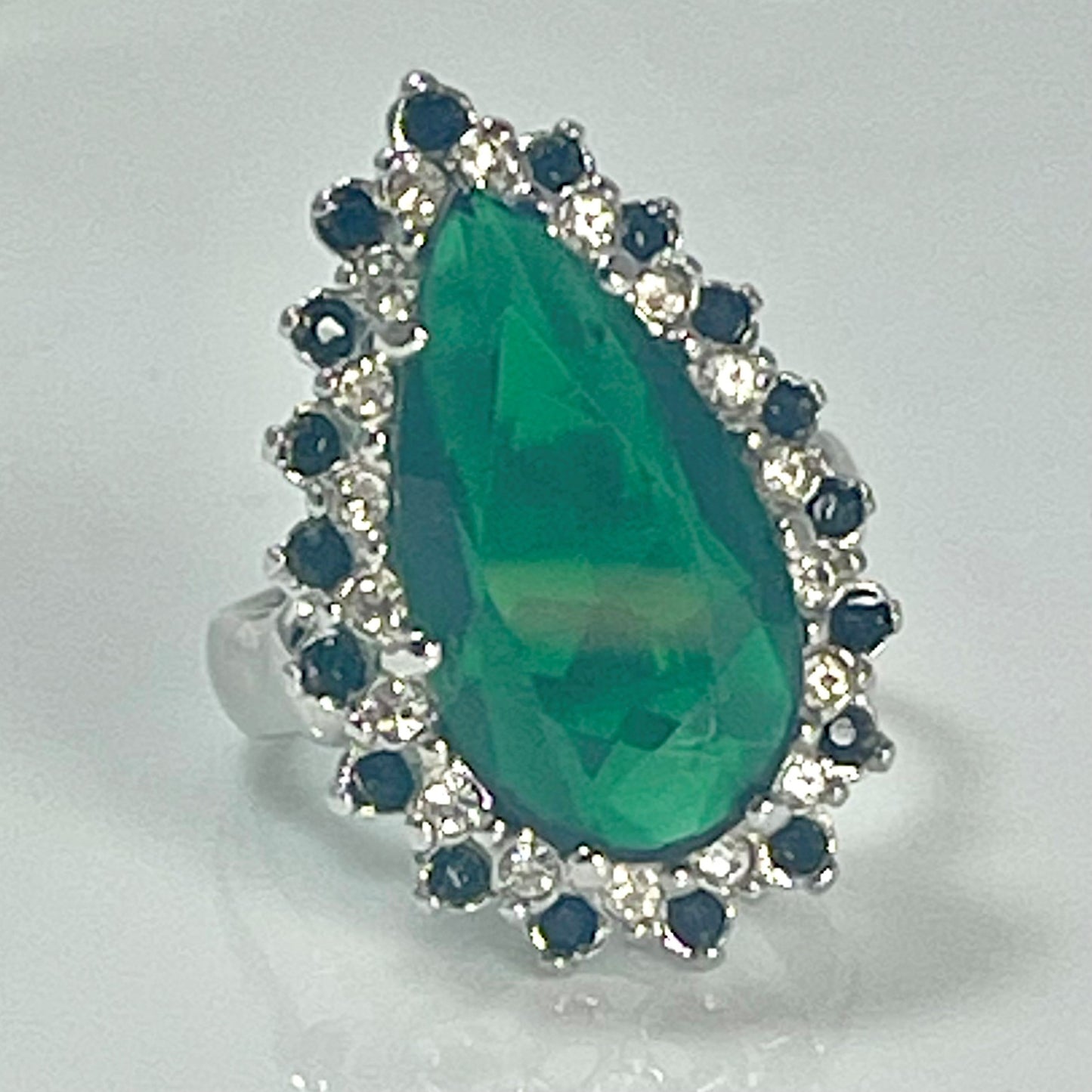 Victorian Style Ring Austrian Crystals 18k White or Yellow Gold Cocktail Ring Antique Womans #R212