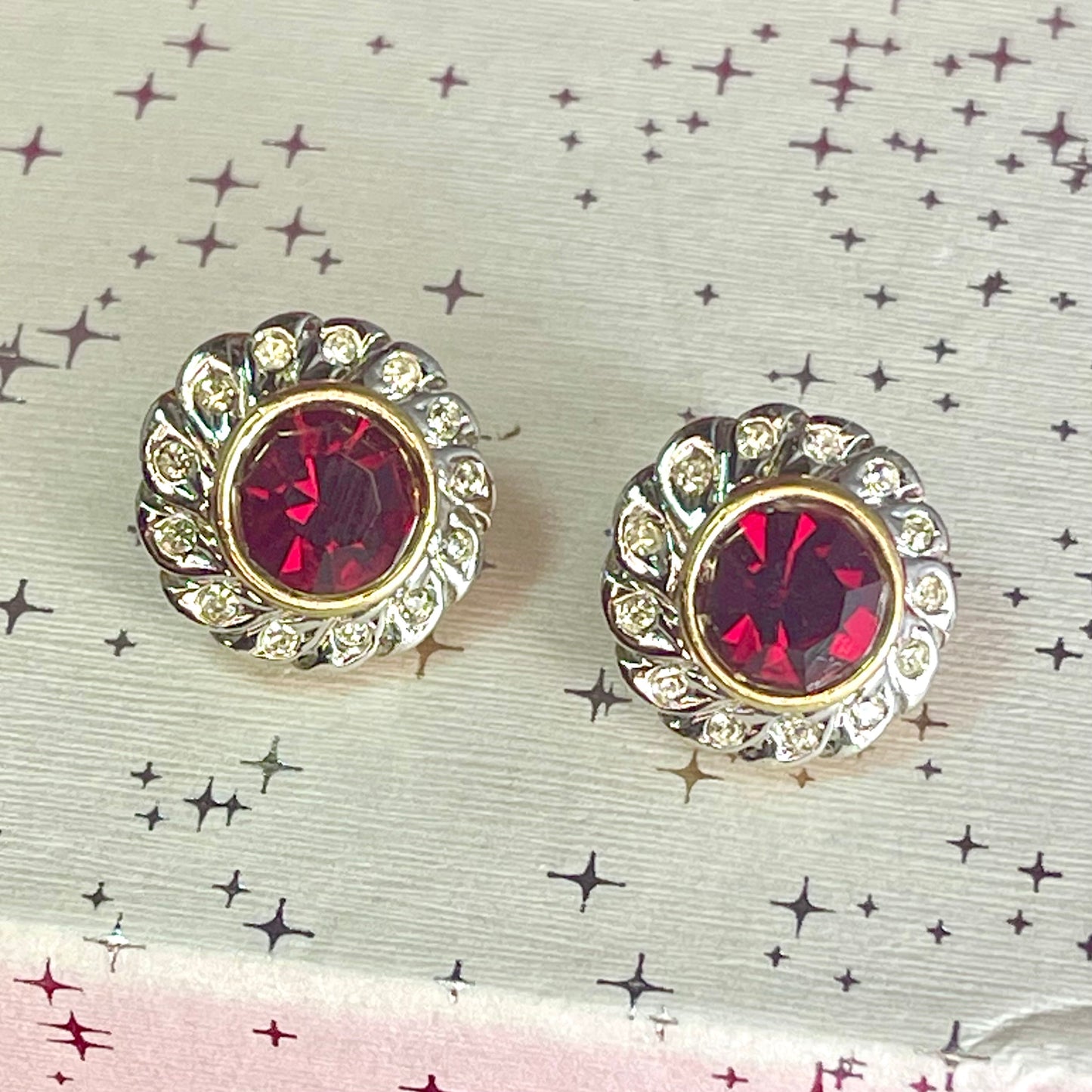 Vintage Austrian Crystal Earrings, Post Made in the USA #E4017