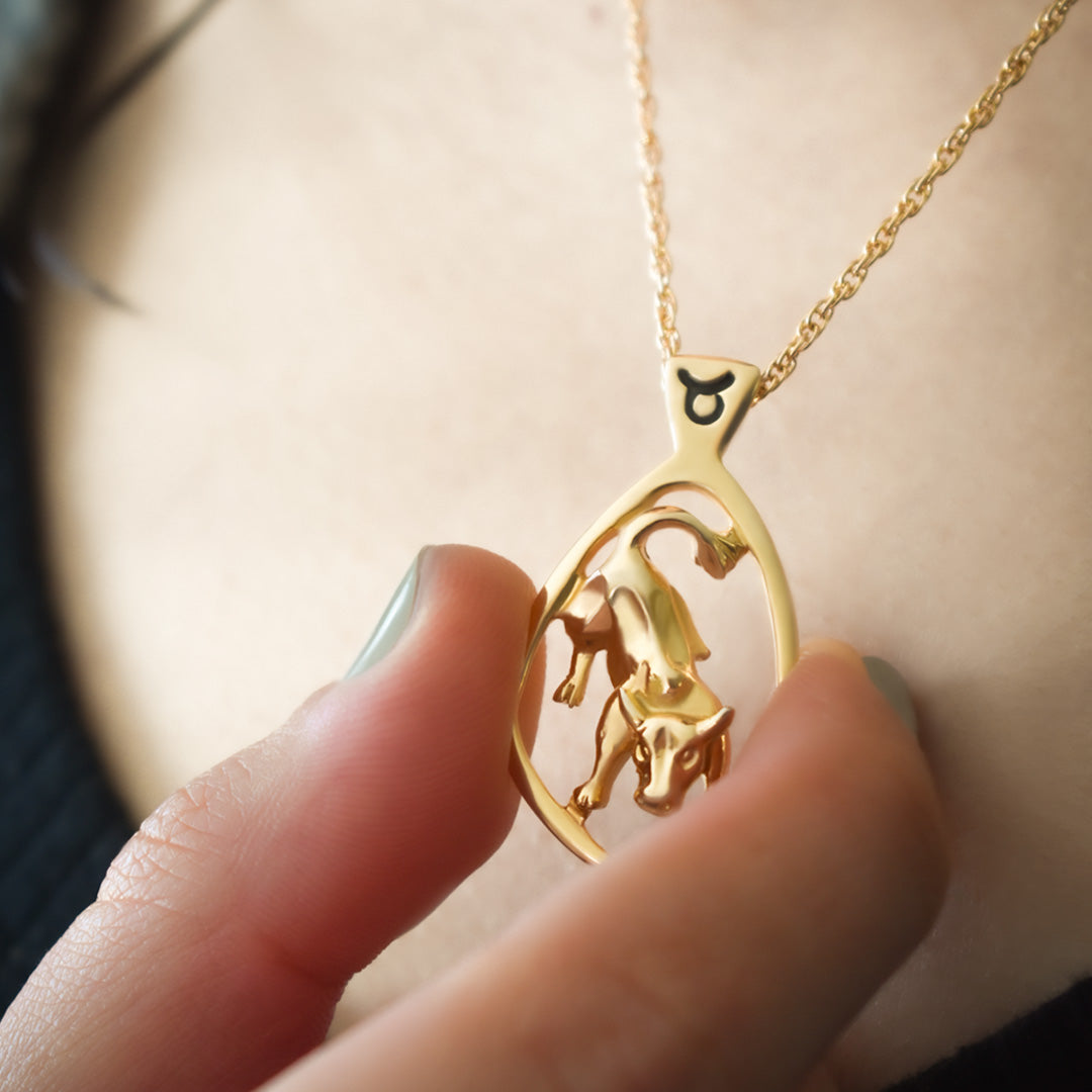 Vintage Gold Astrology Zodiac Pendant Necklace