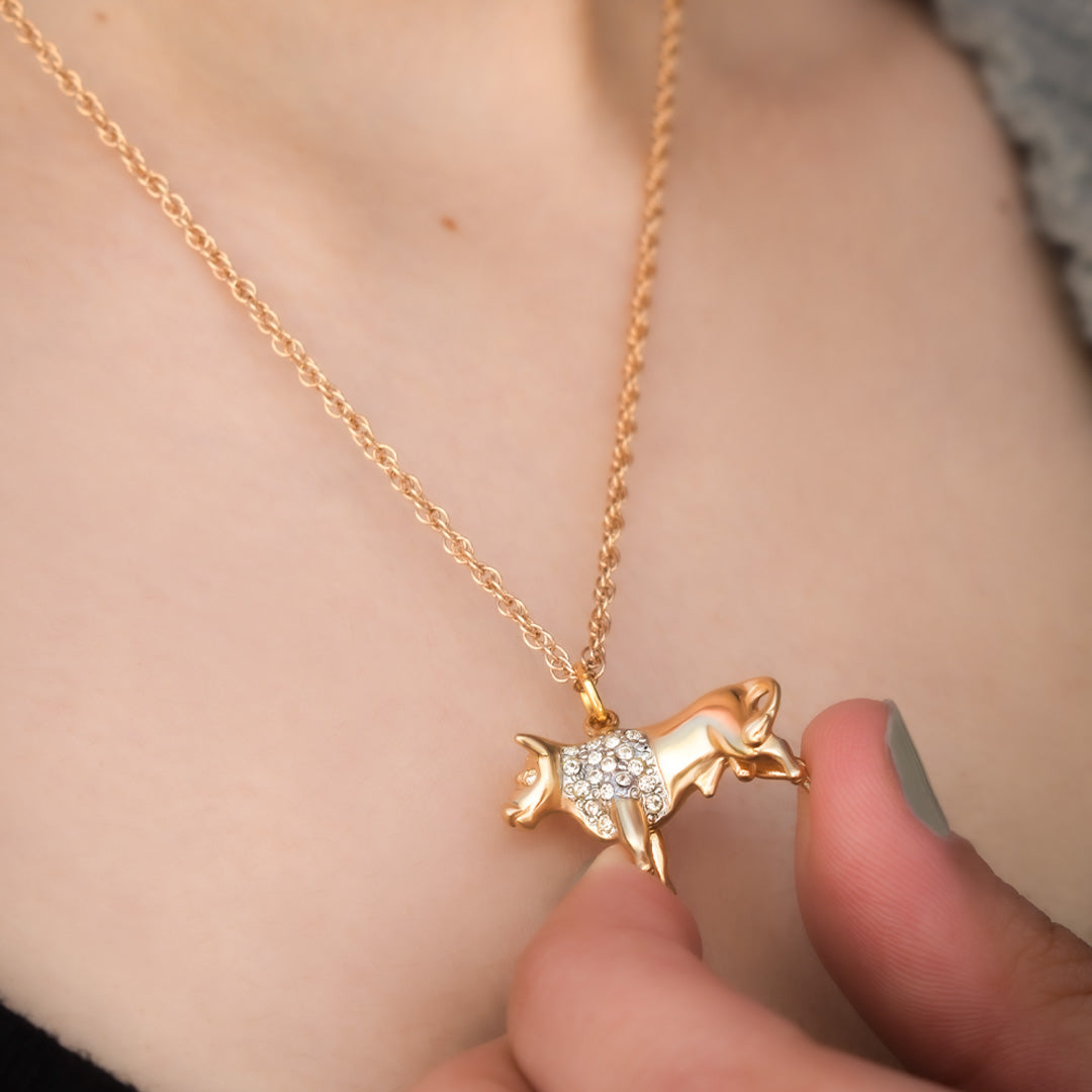 Vintage Gold Astrology Zodiac Pendant Necklace