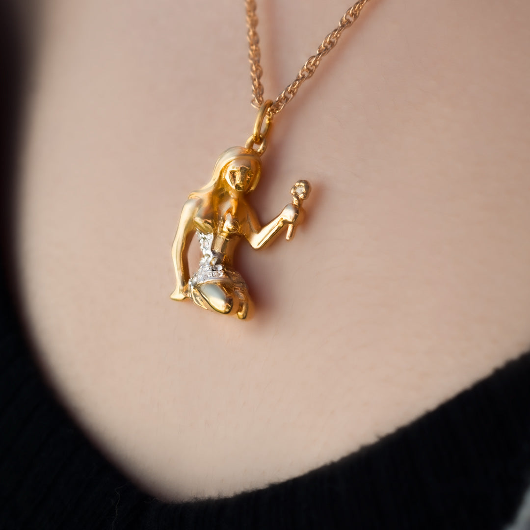 Vintage Gold Astrology Zodiac Pendant Necklace