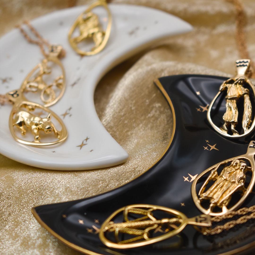 Vintage Gold Astrology Zodiac Pendant Necklace