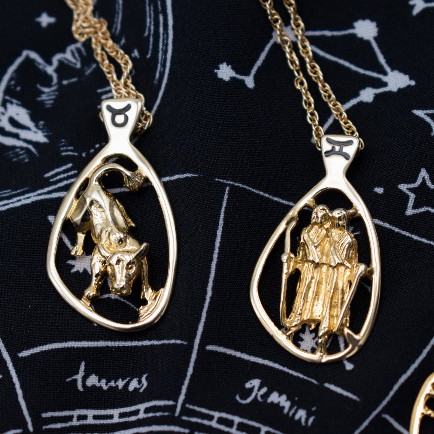 Vintage Gold Astrology Zodiac Pendant Necklace