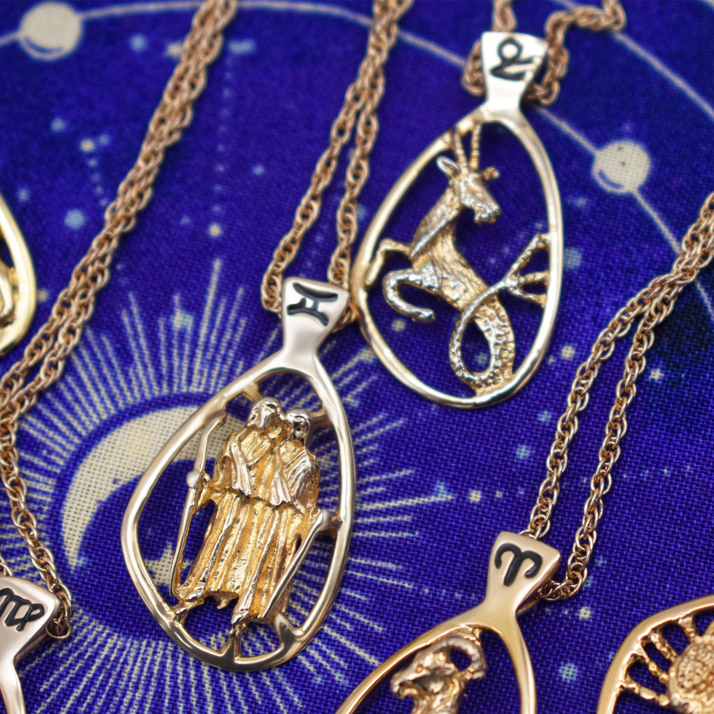 Vintage Gold Astrology Zodiac Pendant Necklace