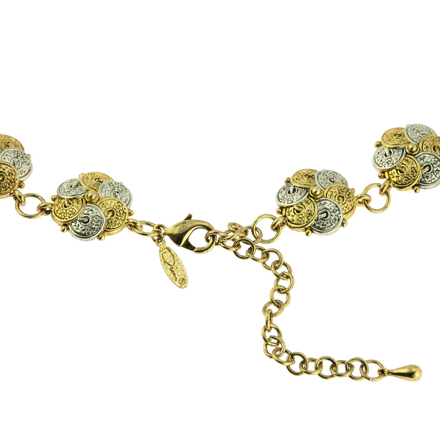 Vintage Oscar De La Renta Beautiful Two Tone 16-19 Inch Necklace #OSN-554