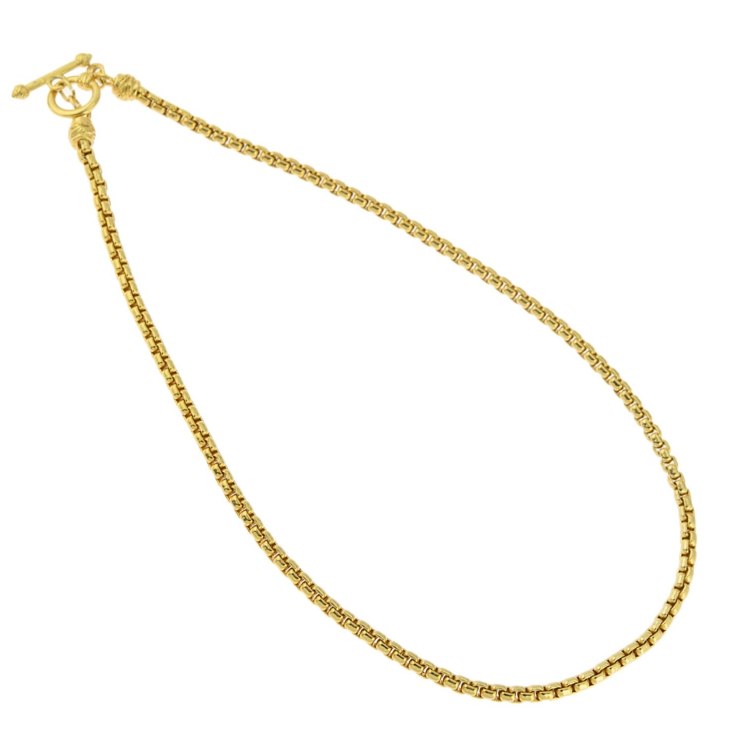 Vintage Oscar De La Renta 17 Inch Gold Tone Rounded Chain Necklace Toggle Clasp #OSN-436-G