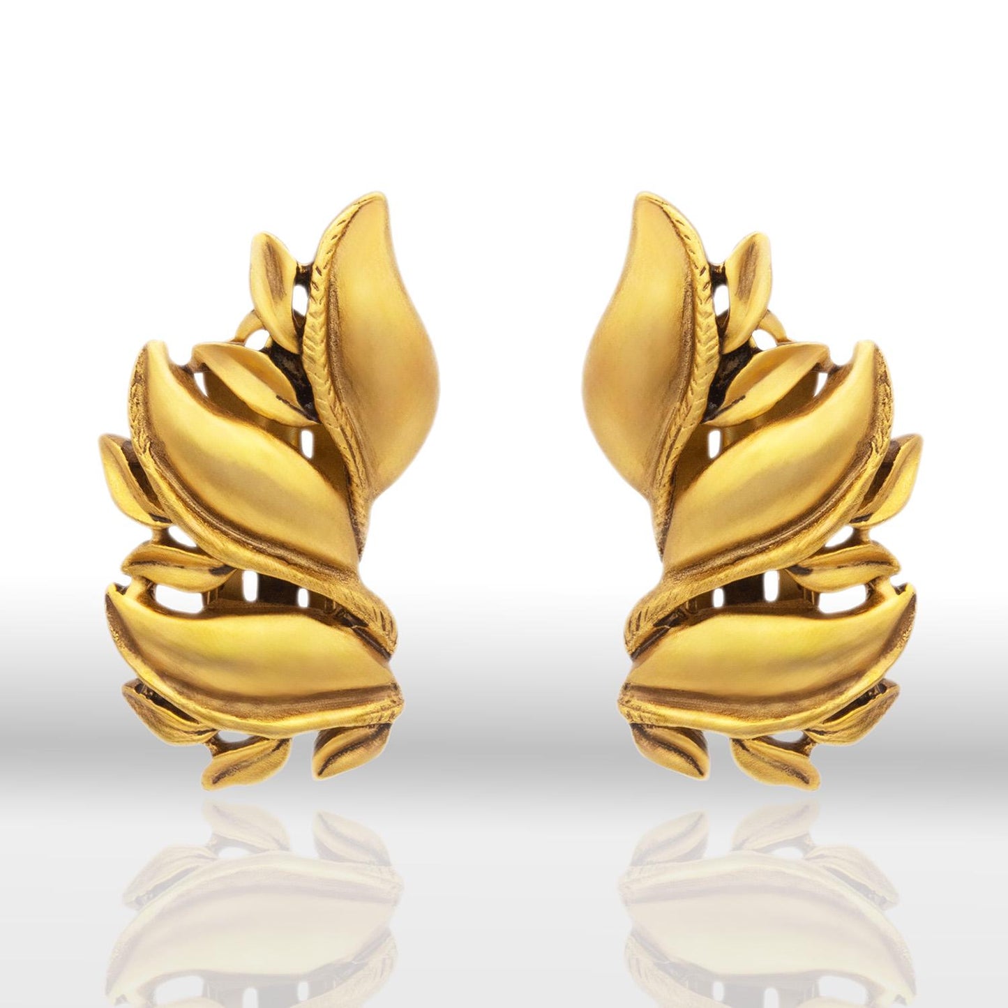 Vintage Earrings Oscar de la Renta Signed Antique Matte Gold Tone Estate Earring Womans Designer Pierced Post Earrings