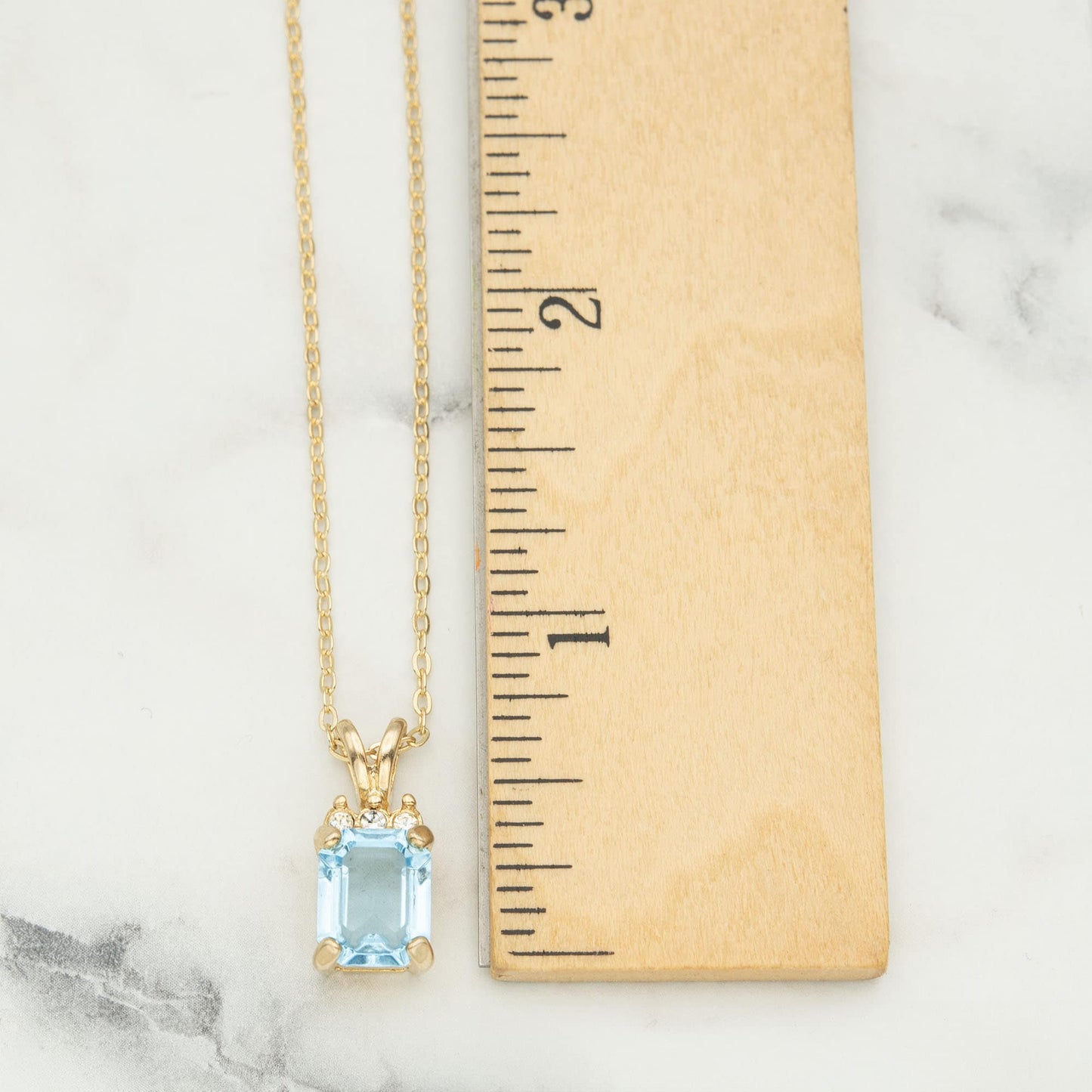 Vintage Aquamarine and Clear Crystal Women's Jewelry Pendant Necklace Made in the USA #N996-AYG