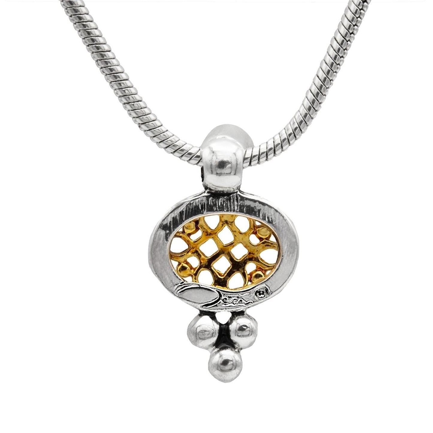 Women's Vintage Oscar De La Renta 16 Inch Yellow and White Gold Tone Pendant Necklace with Oscar Logo on back and Logo Tag Womens Gifts