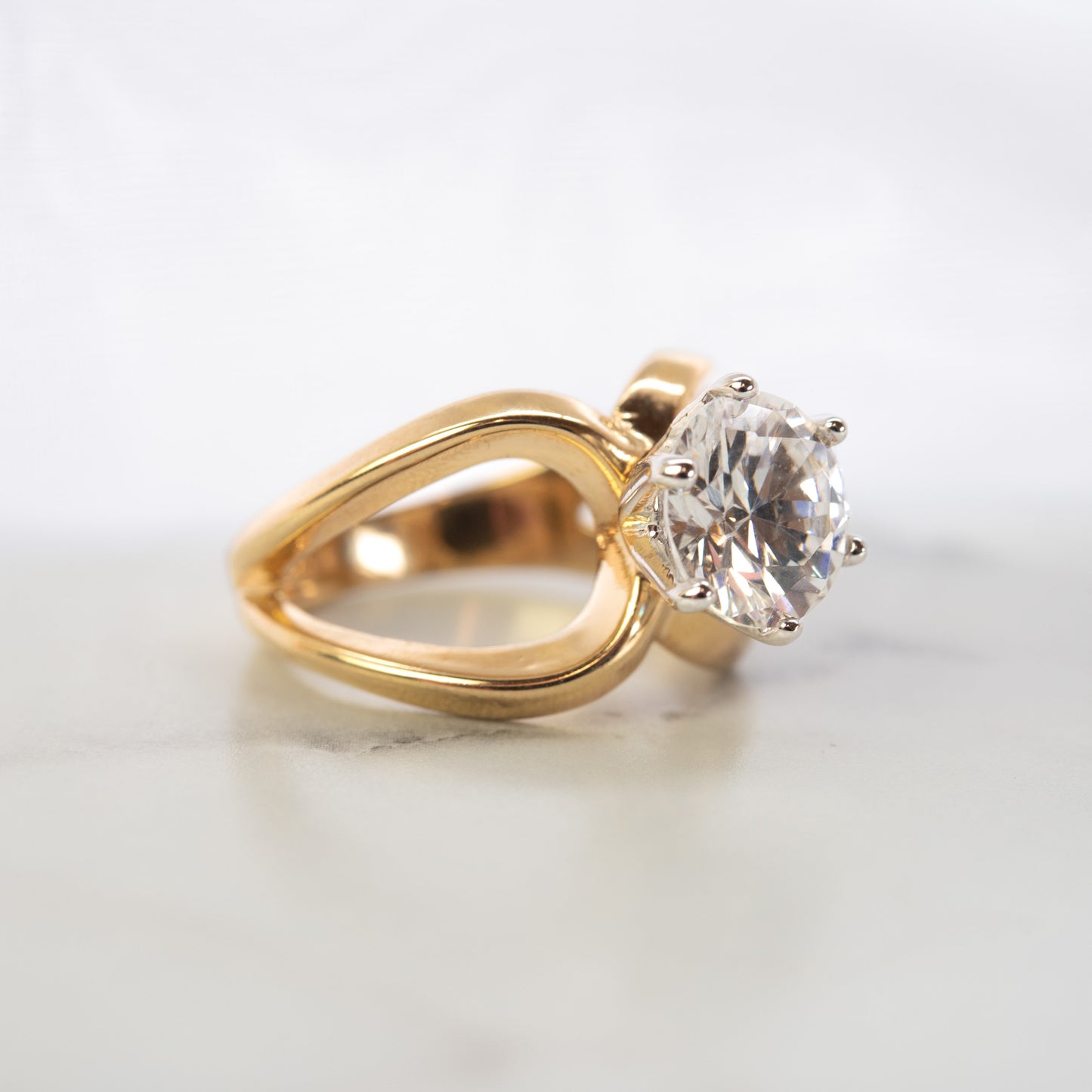 Women's Vintage 8 ct. Marquise Cut Cubic Grade AAAAA Zirconia Solitaire Engagement Style Ring 18KT Gold Electroplated