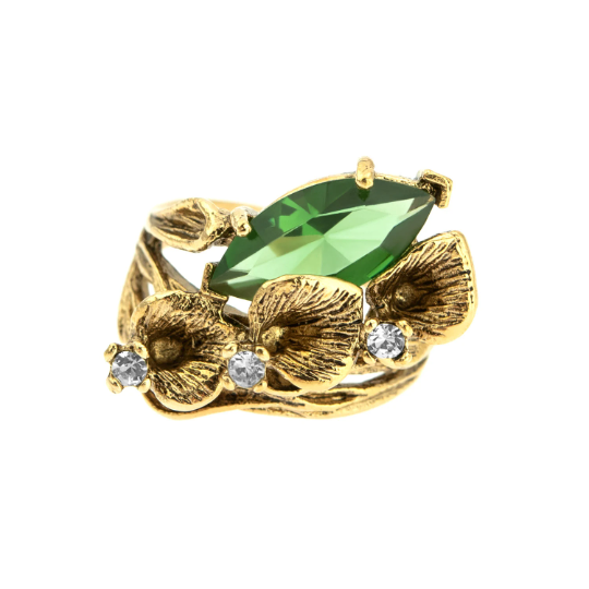 Vintage Ring Unique Calla Lily Design 18k Yellow Gold Electroplated Made in USA