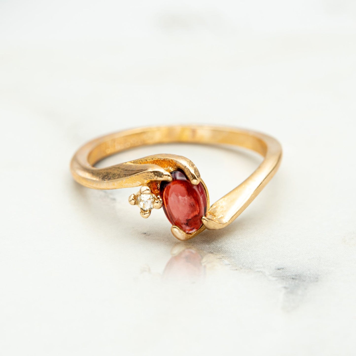 Vintage Ring Cabochon Genuine or Austrian Crystal Ring 18k Gold R686 - Limited Stock - Never Worn Womans Jewelry Gold Dainty Ring