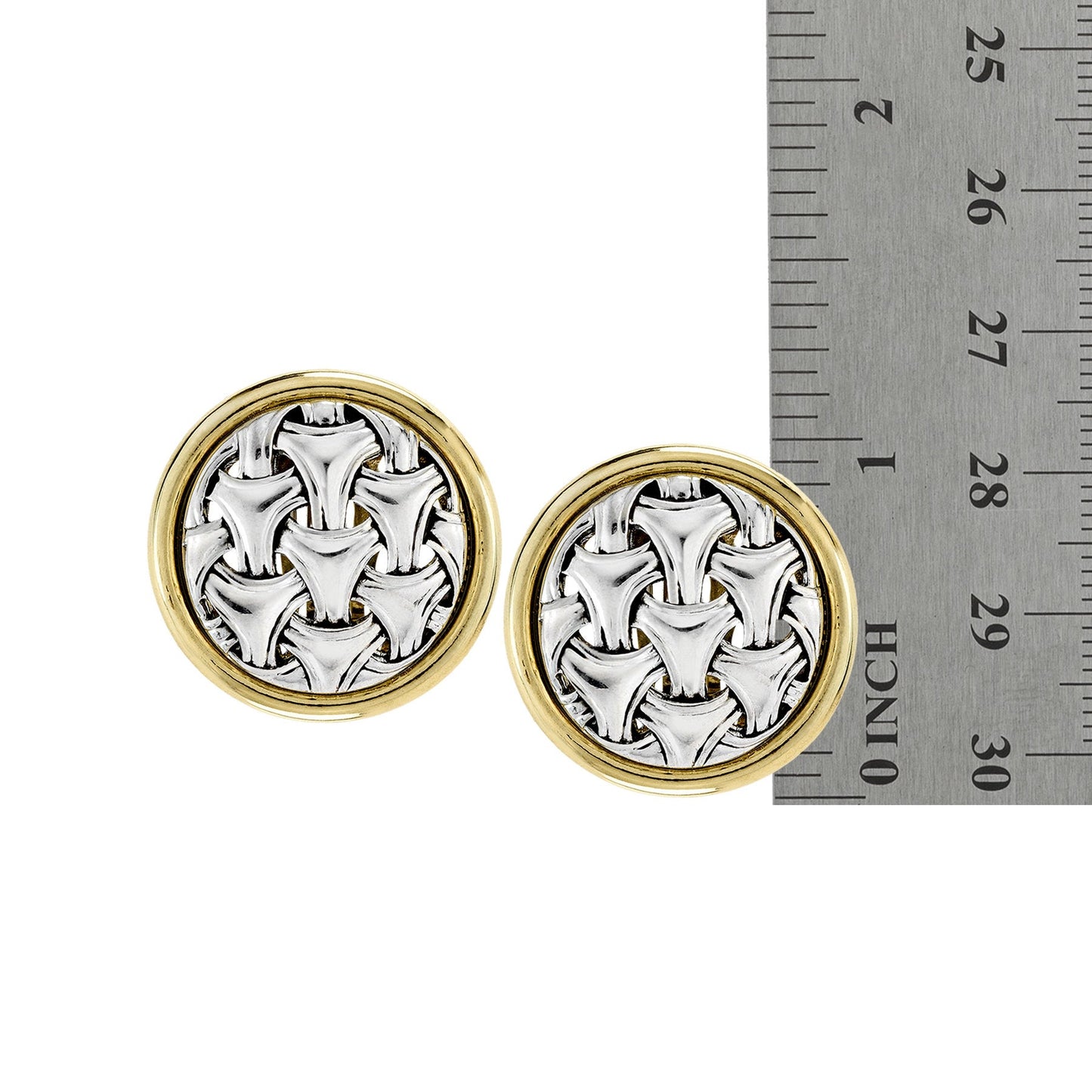 Vintage Oscar de la Renta Clip Basket Weave Earrings OSE-636-CTT