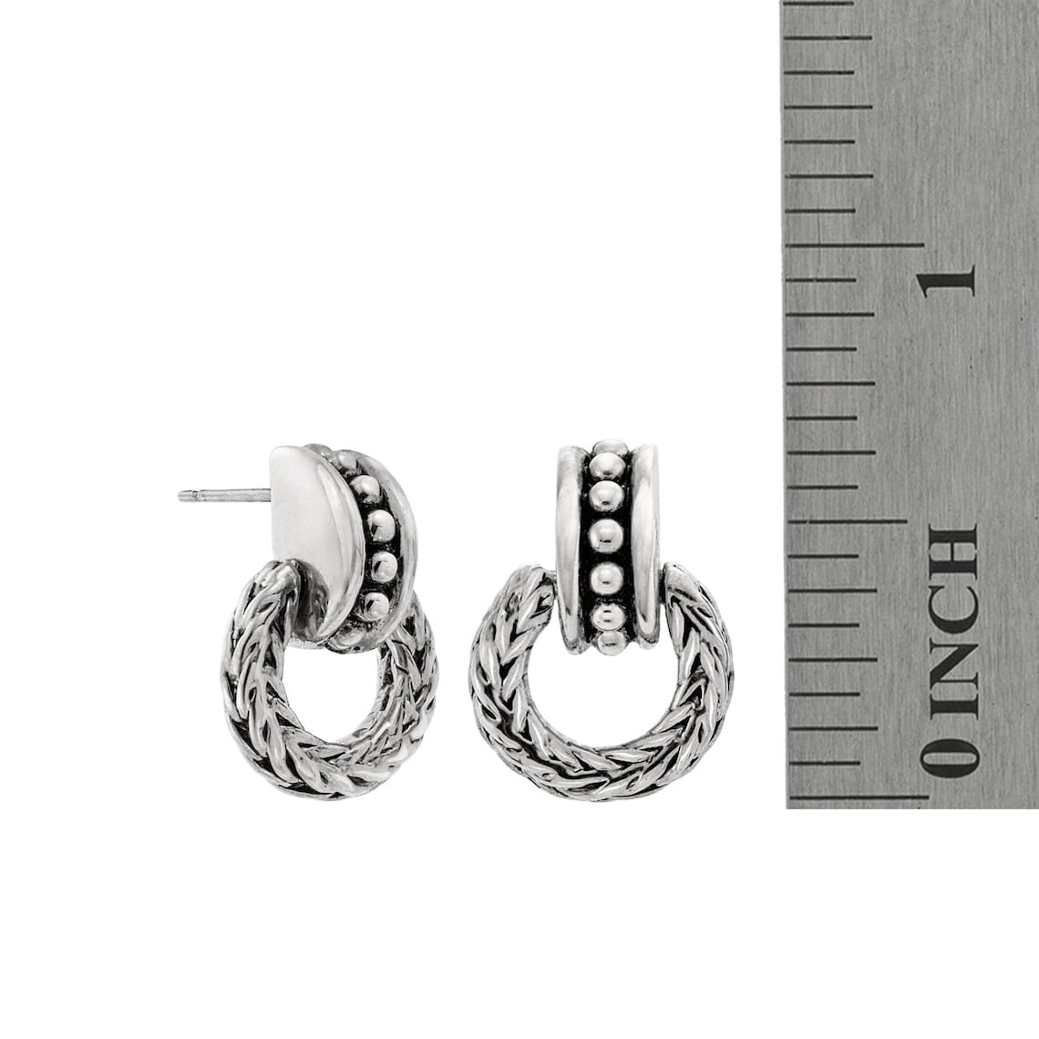 Vintage Oscar De La Renta Antiqued Gold Tone Braided Dangling Hoops Earrings