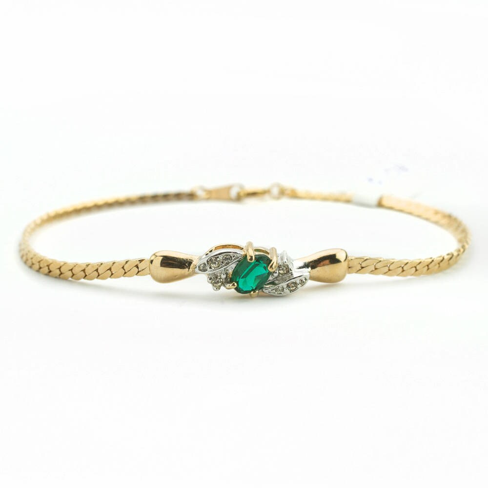 Vintage Bracelet Light Topaz and Clear Swarovski Crystal 18kt Gold Plated Bracelet