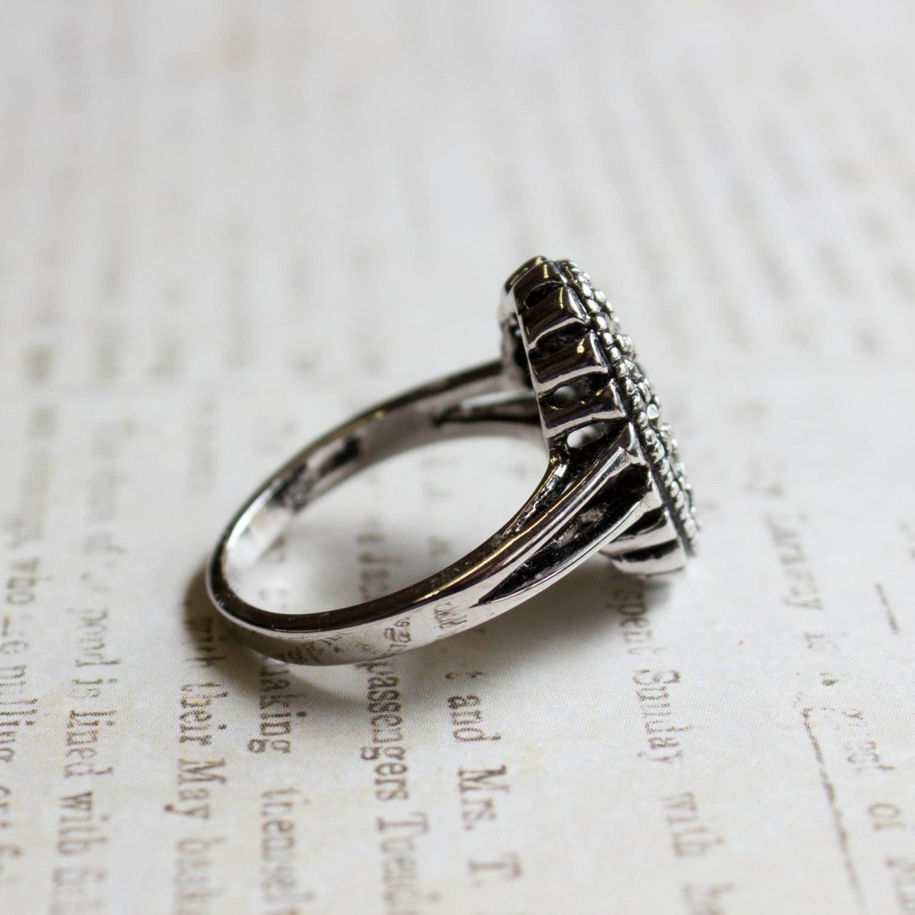 Vintage Ring Genuine Marcasite Ring Antique Pave #R1755 SIZE 6